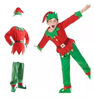 Foto 4 | Disfraz Duende Navideño Elfo Posadas Ayudante De Santa Niños De 7 A 9 Años
