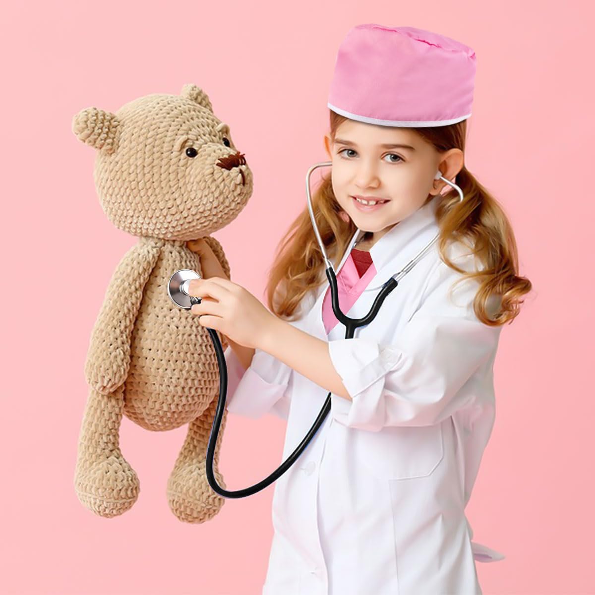 Foto 7 pulgar | Disfraz De Médico Meland Para Niñas Y Niños, Bata De Laboratorio, Rosa - Venta Internacional.