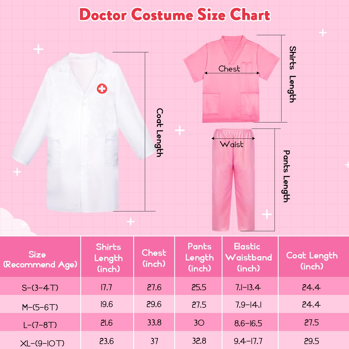 Foto 8 pulgar | Disfraz De Médico Meland Para Niñas Y Niños, Bata De Laboratorio, Rosa - Venta Internacional.