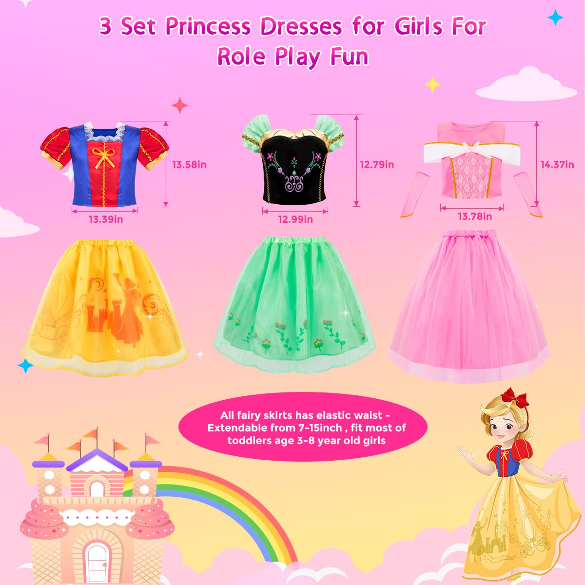 Foto 6 | Ropa De Vestir Princess Up Meland Para Niñas De 3 A 8 Años Con Juguetes - Venta Internacional.