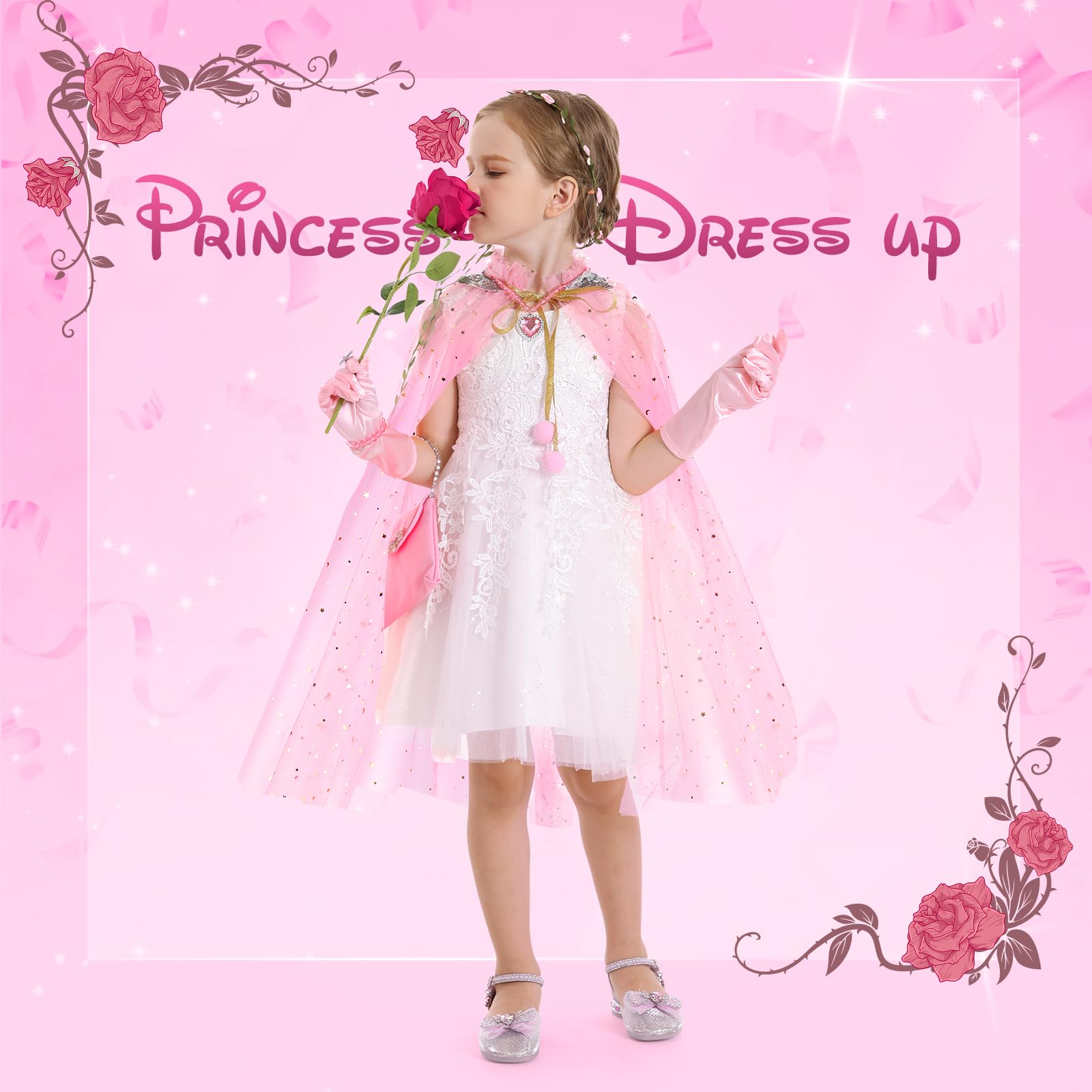 Foto 3 pulgar | Set Princess Cape Set Fedio Princess Para Disfraces De 3 A 8 Años - Venta Internacional.