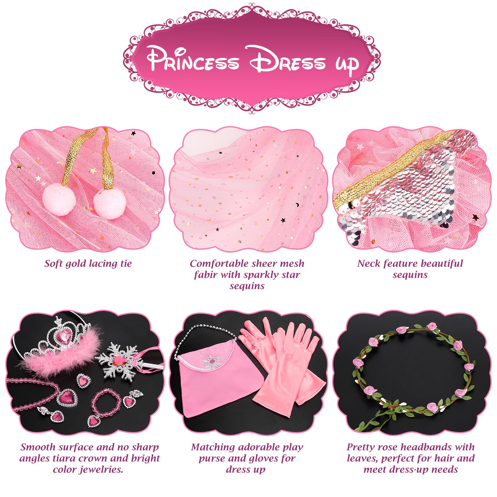 Foto 5 pulgar | Set Princess Cape Set Fedio Princess Para Disfraces De 3 A 8 Años - Venta Internacional.