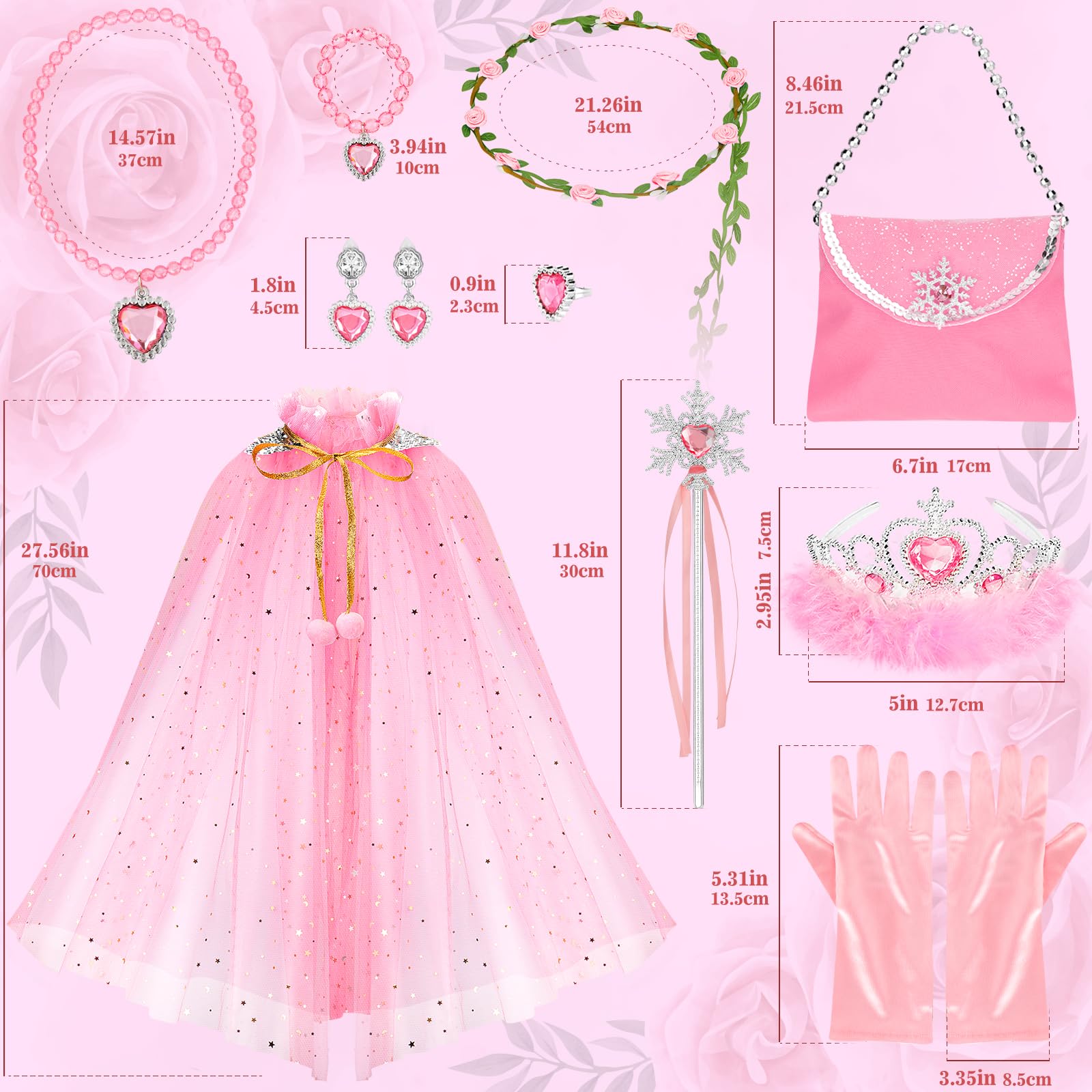 Foto 6 pulgar | Set Princess Cape Set Fedio Princess Para Disfraces De 3 A 8 Años - Venta Internacional.