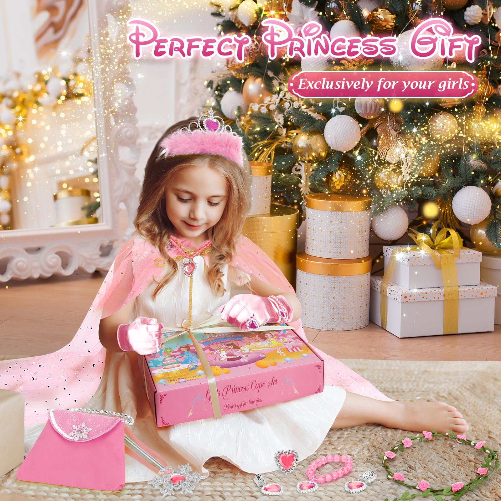 Foto 6 | Set Princess Cape Set Fedio Princess Para Disfraces De 3 A 8 Años - Venta Internacional.