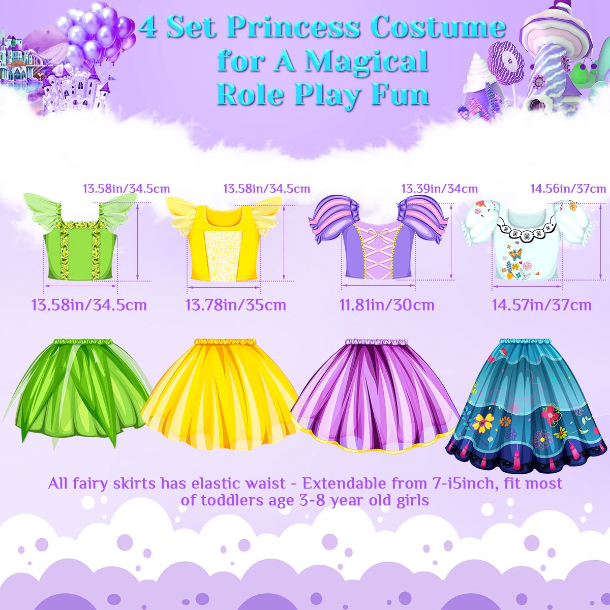 Foto 8 pulgar | Princess Dress Up Meland Princess Vestidos Con Juguetes Para Niñas - Venta Internacional