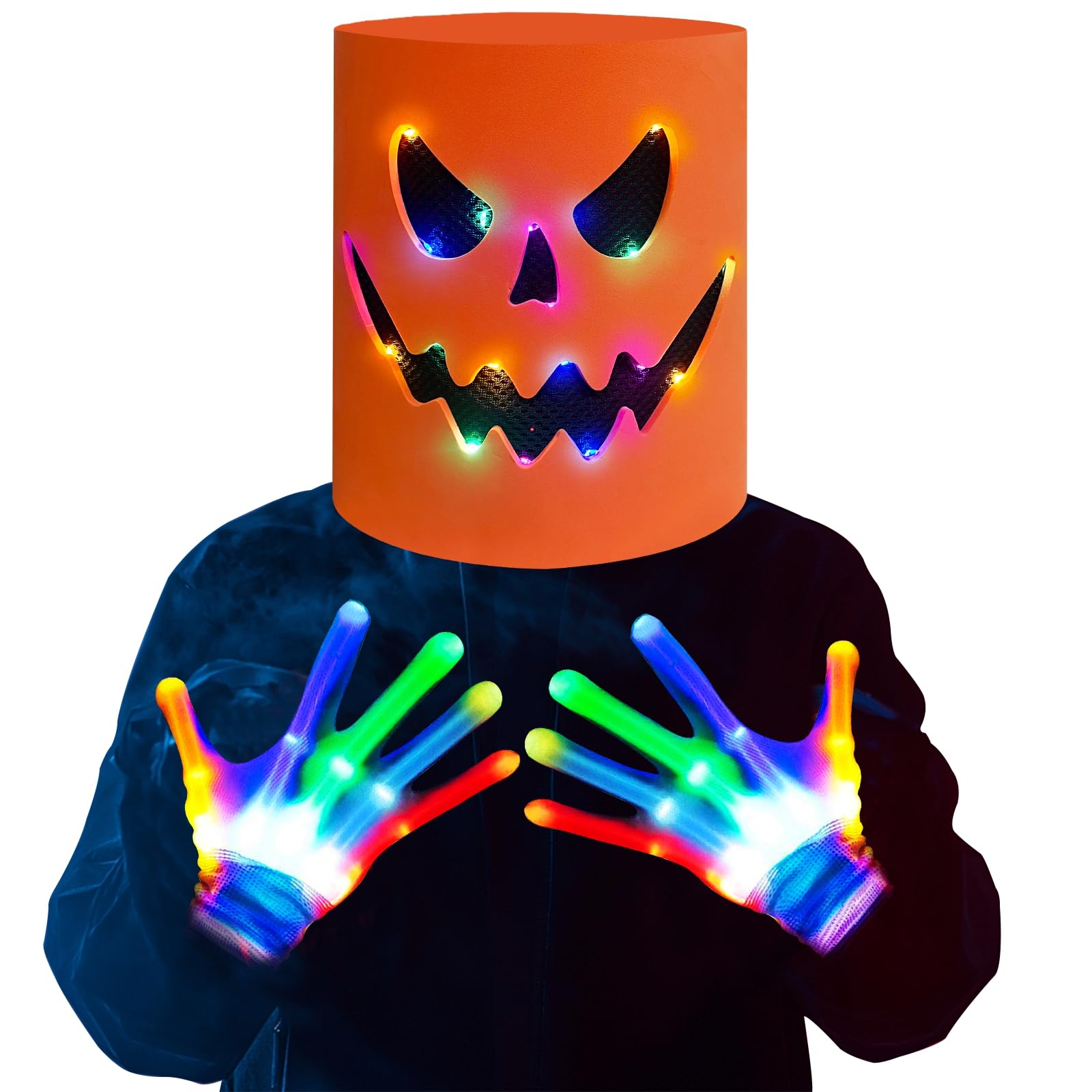 Disfraz De Halloween Con Forma De Cabeza De Calabaza Led Y Guantes Iluminados - Venta Internacional. $999