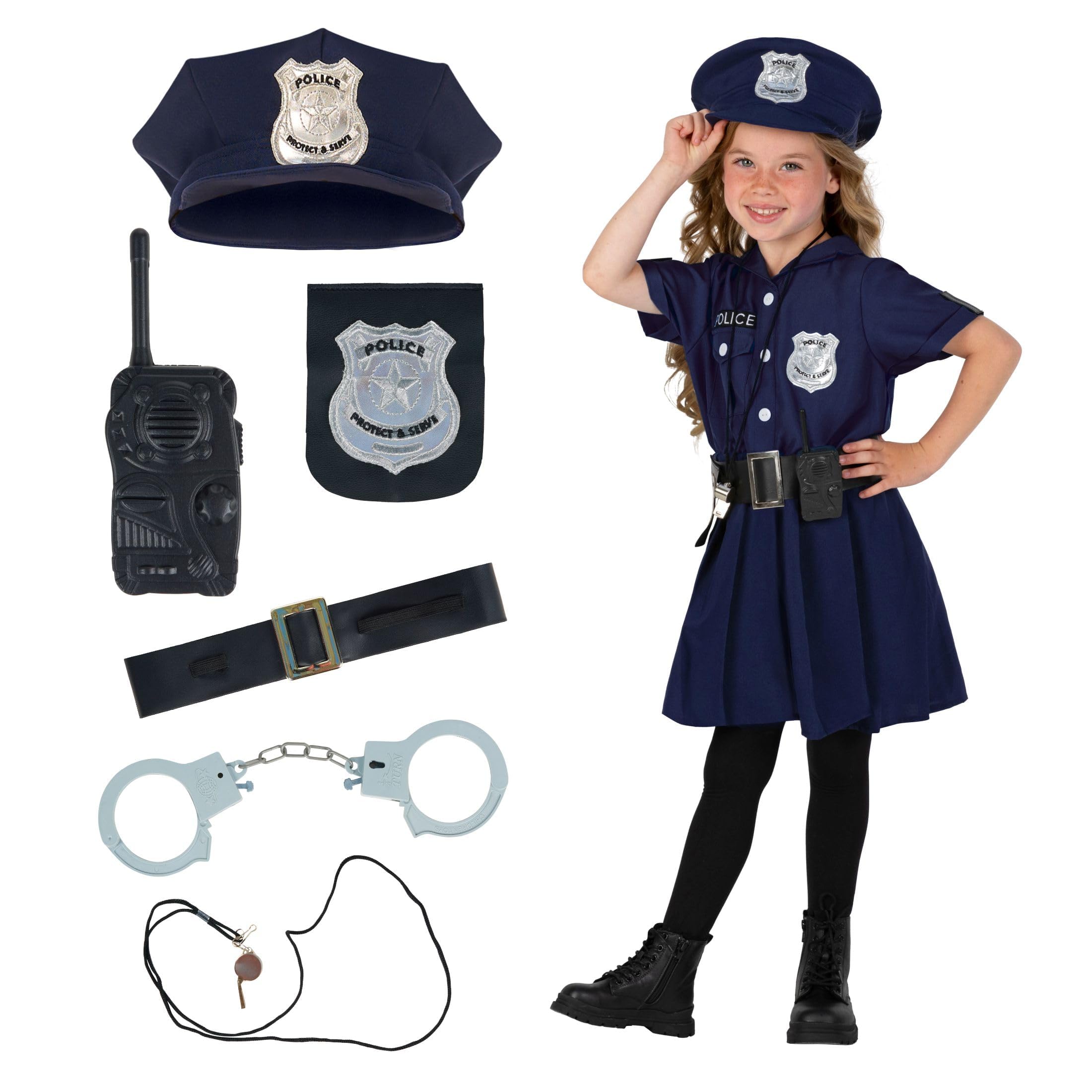 Disfraz De Oficial De Policía Morph Kids Para Niñas, Color Azul Oscuro - Venta Internacional.