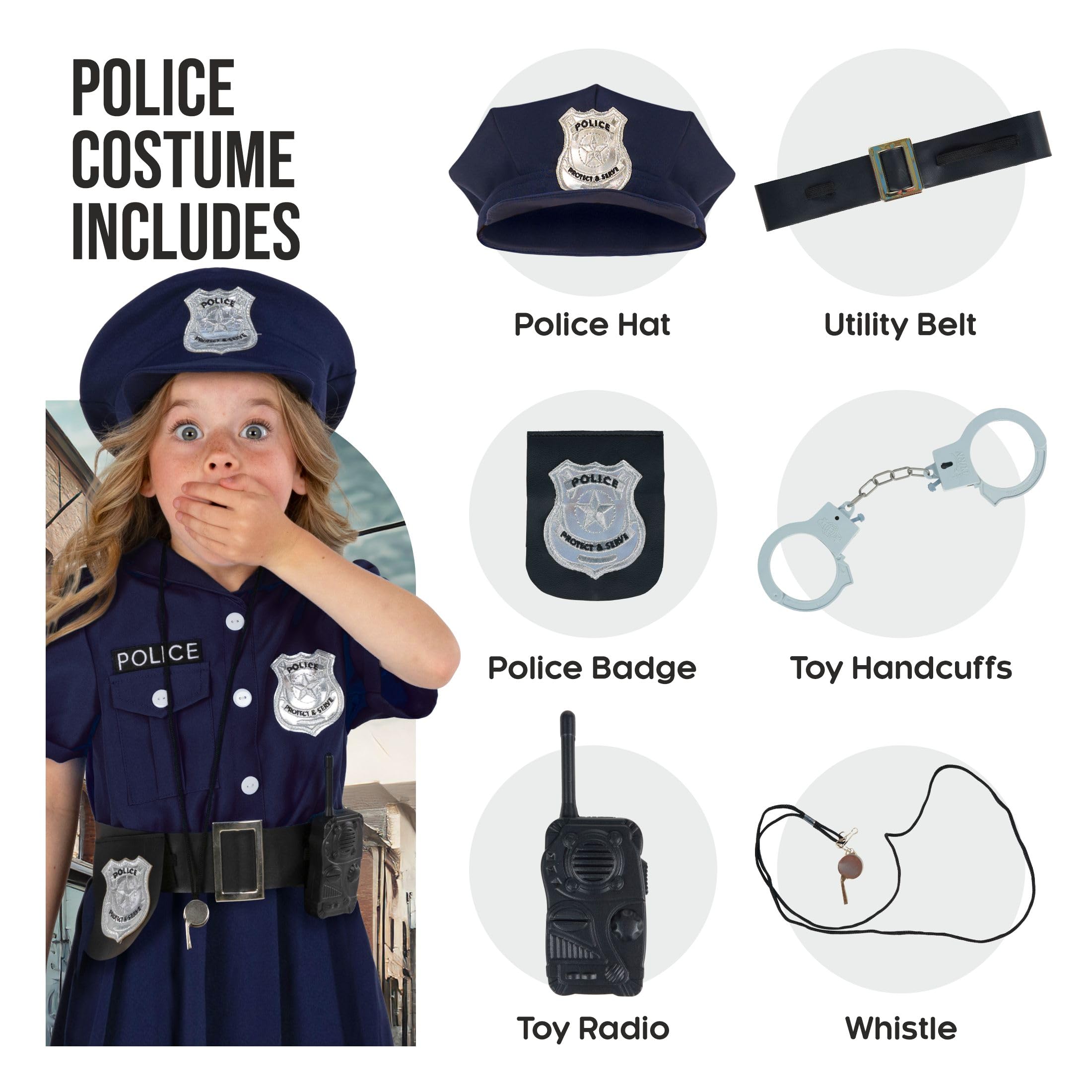 Foto 3 pulgar | Disfraz De Oficial De Policía Morph Kids Para Niñas, Color Azul Oscuro - Venta Internacional.