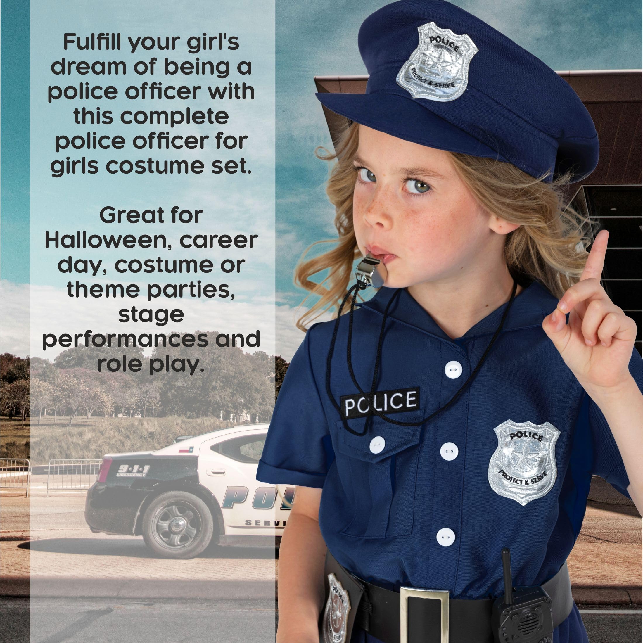 Foto 5 pulgar | Disfraz De Oficial De Policía Morph Kids Para Niñas, Color Azul Oscuro - Venta Internacional.