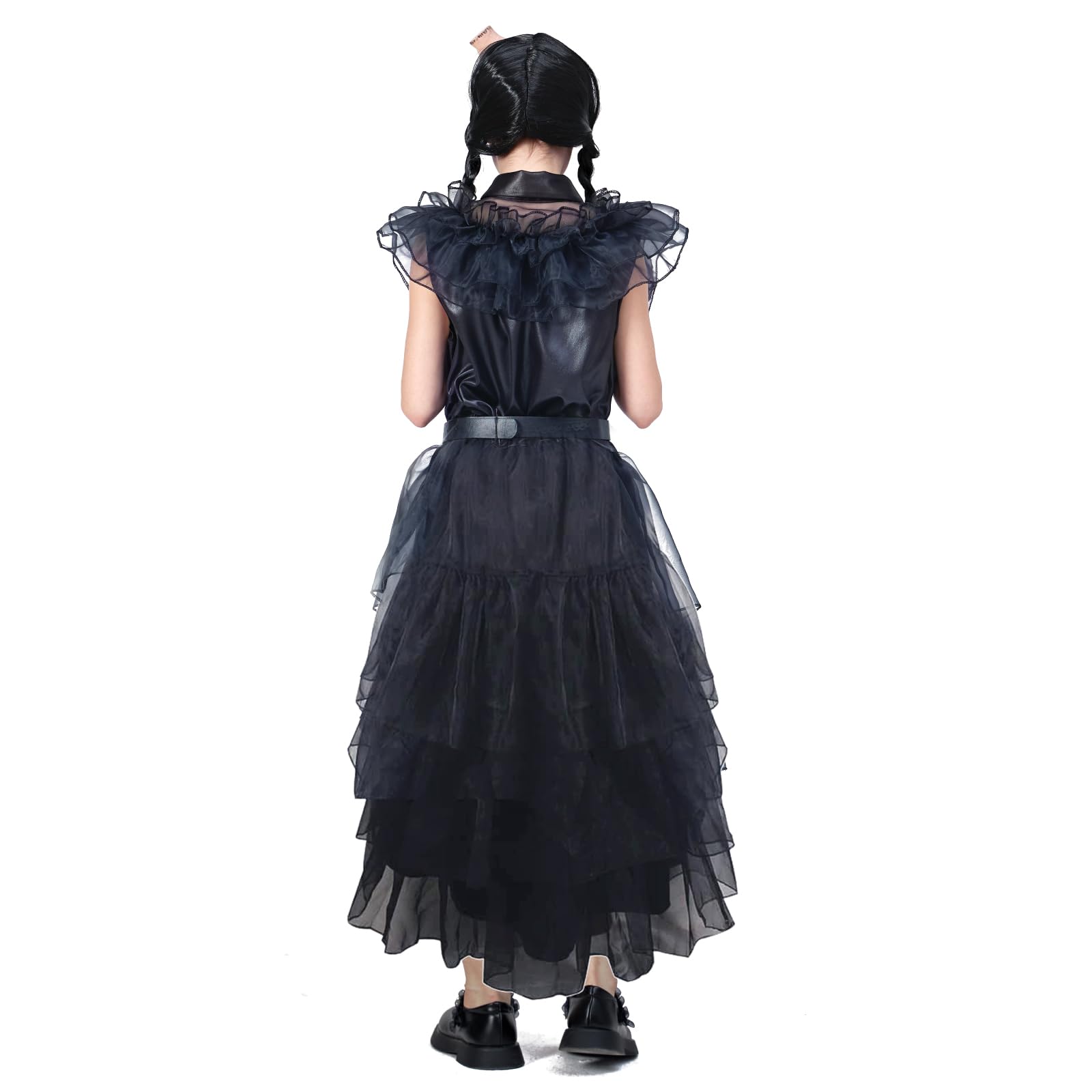 Foto 6 pulgar | Vestido De Disfraz Dnqcos Wednesday De Tul Para Niñas De 10 A 12 Años - Venta Internacional.
