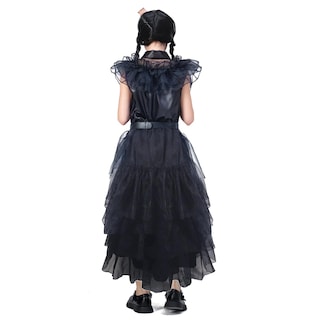 Foto 5 | Vestido De Disfraz Dnqcos Wednesday De Tul Para Niñas De 10 A 12 Años - Venta Internacional.