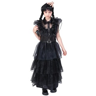 Foto 6 | Vestido De Disfraz Dnqcos Wednesday De Tul Para Niñas De 10 A 12 Años - Venta Internacional.