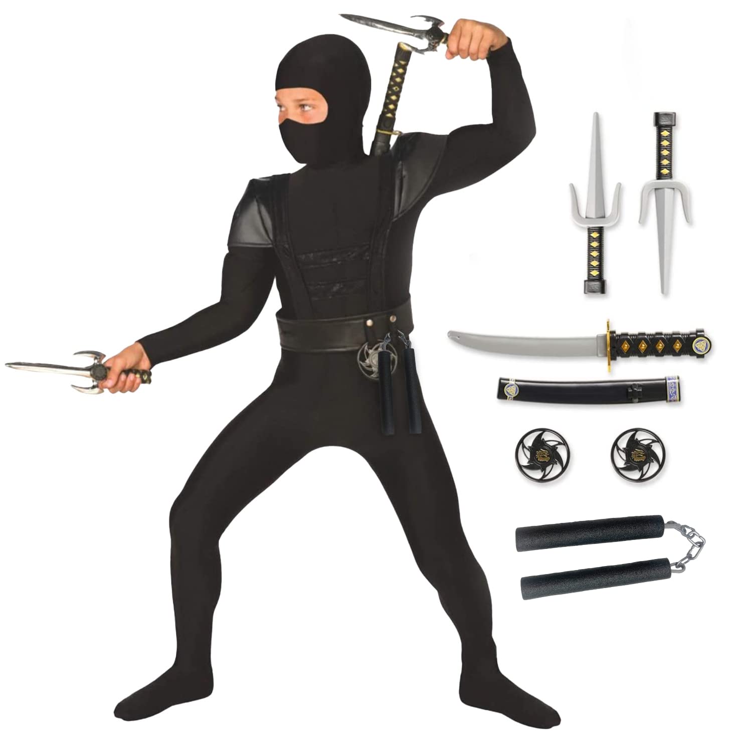 Disfraz De Ninja Morph Ninja Para Niños, Color Negro, Talla Pequeña, Con Accesorios - Venta Internacional.