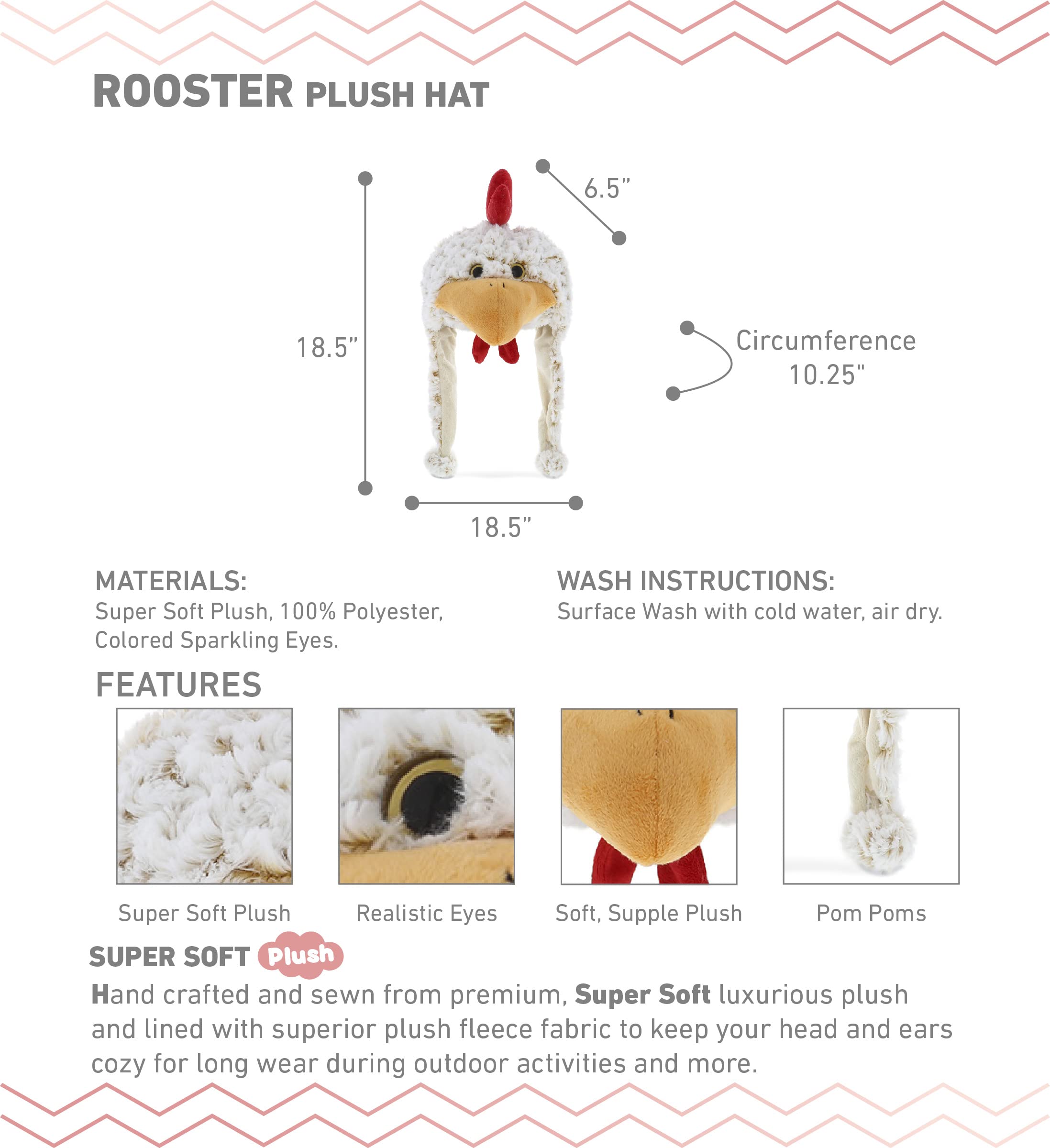 Foto 2 | Gorro de Peluche Dollibu White Rooster - Venta Internacional