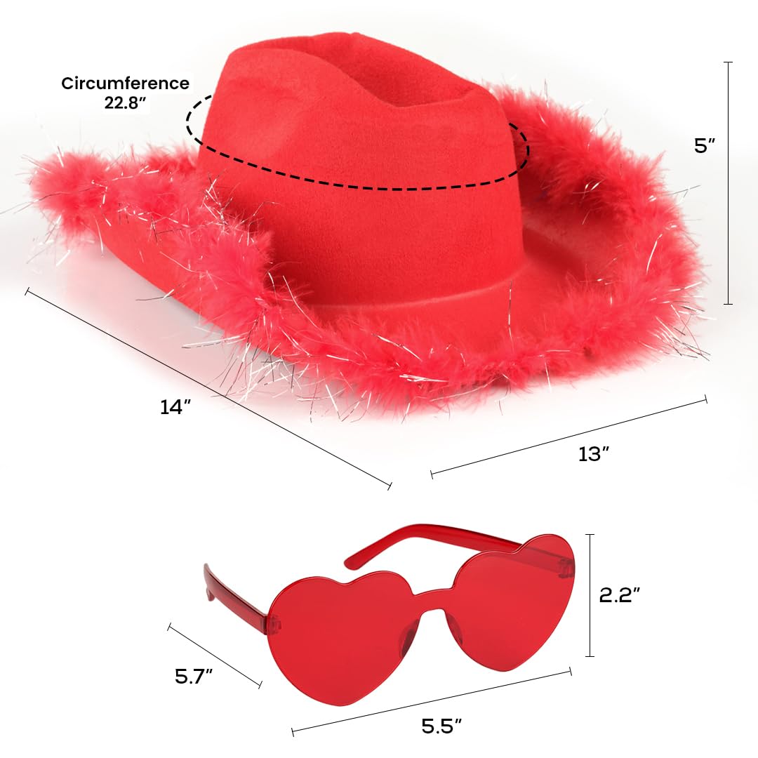 Foto 3 pulgar | Sombrero de Vaquero con Gafas Rojo - Venta Internacional