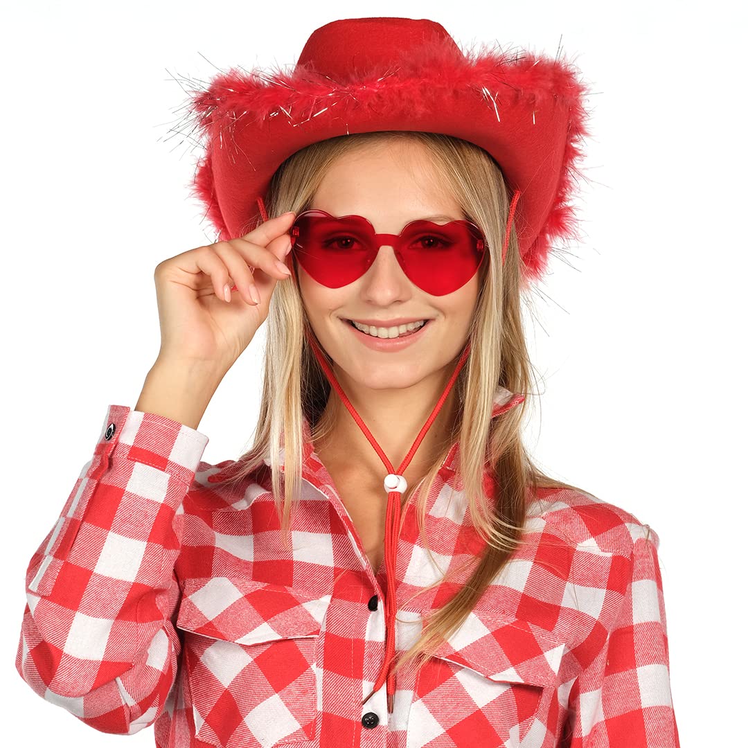 Foto 4 pulgar | Sombrero de Vaquero con Gafas Rojo - Venta Internacional