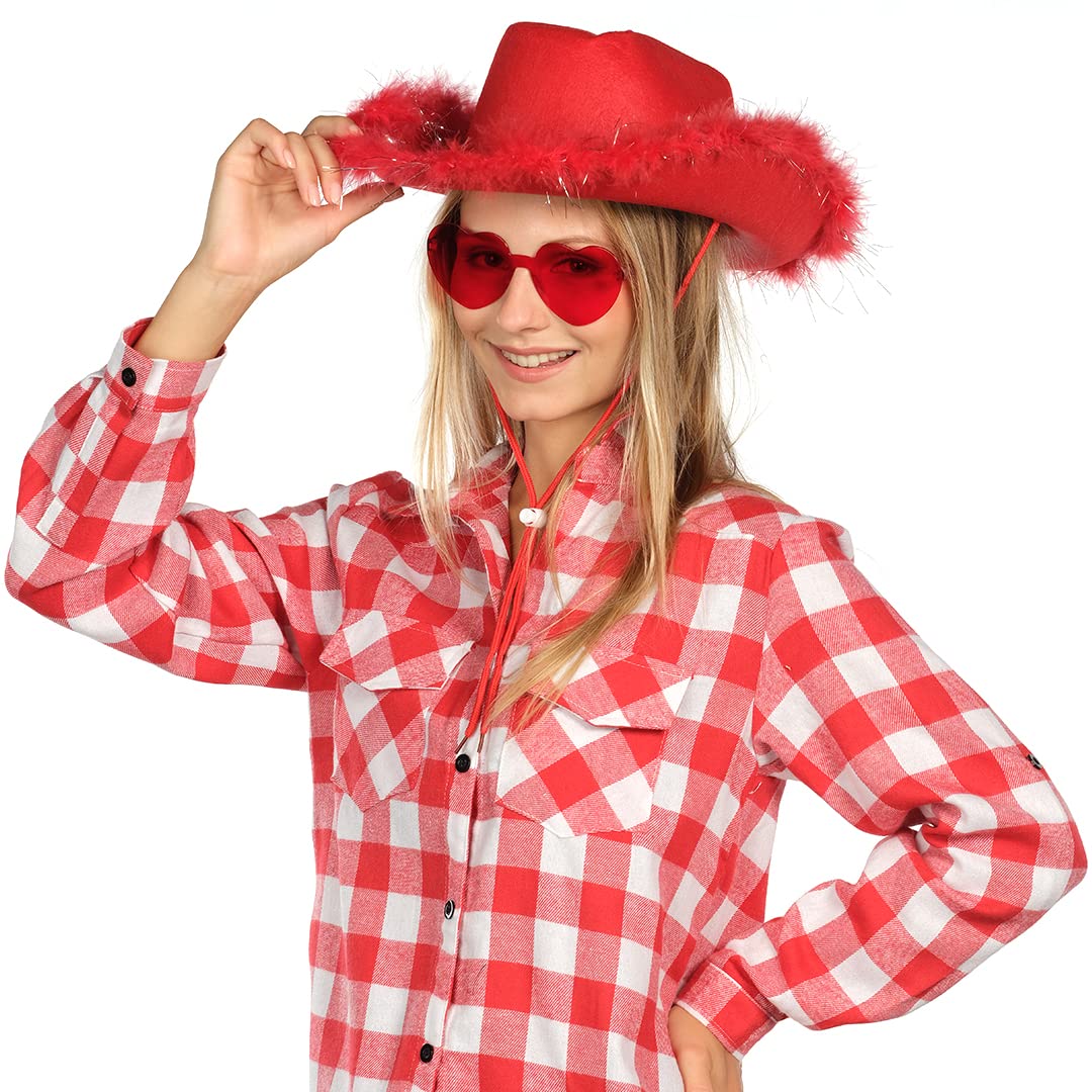 Foto 7 pulgar | Sombrero de Vaquero con Gafas Rojo - Venta Internacional