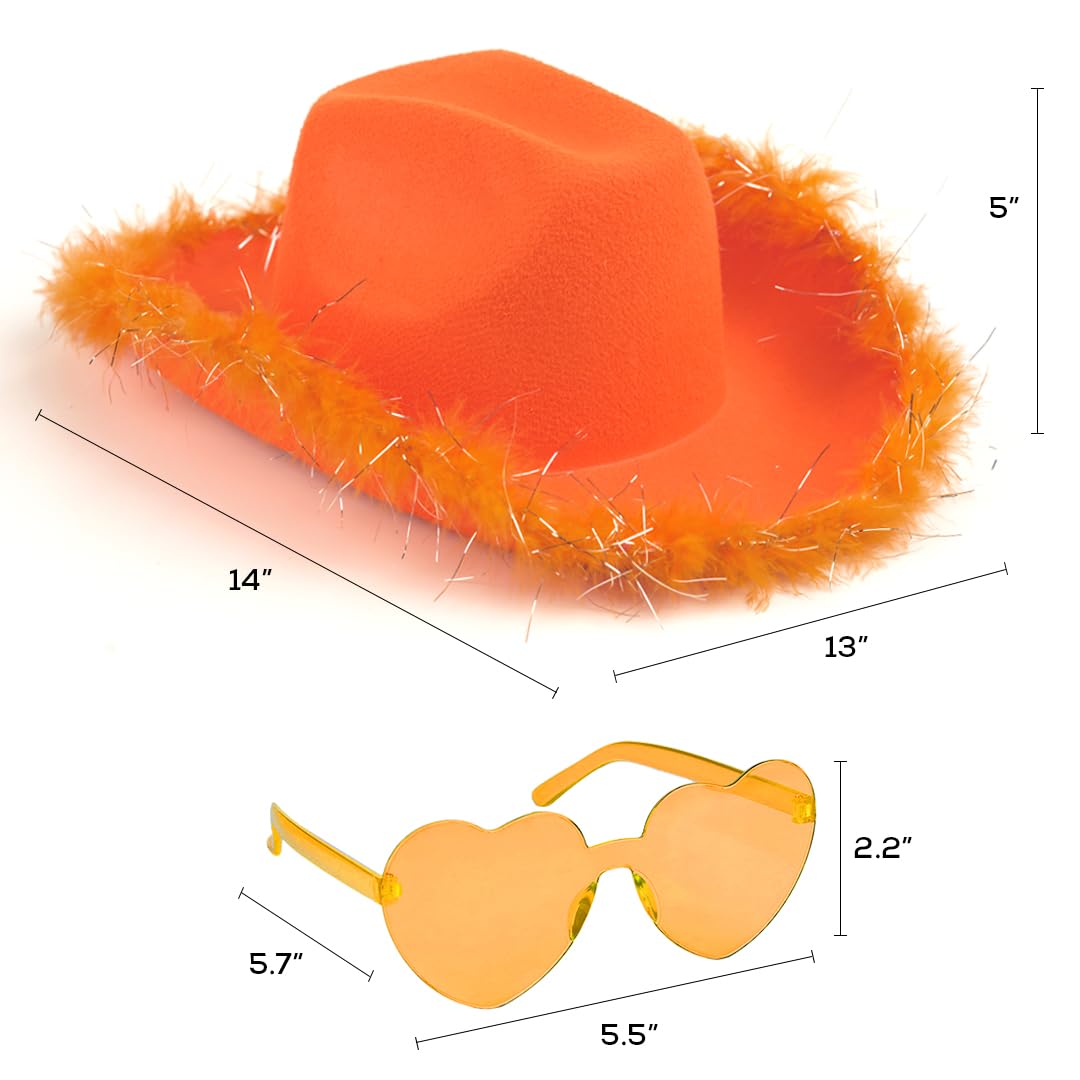 Foto 3 pulgar | Sombrero Y Gafas De Vaquera, Divertidos Vaqueros Iluminados En Naranja - Venta Internacional.