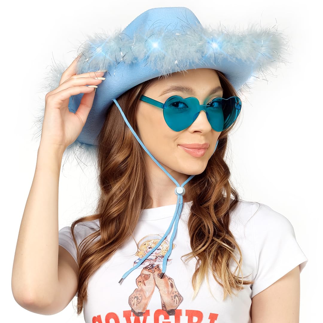 Foto 4 pulgar | Gorro De Vaquero Cowgirl Accessories Funcredible Light Up, Azul - Venta Internacional.
