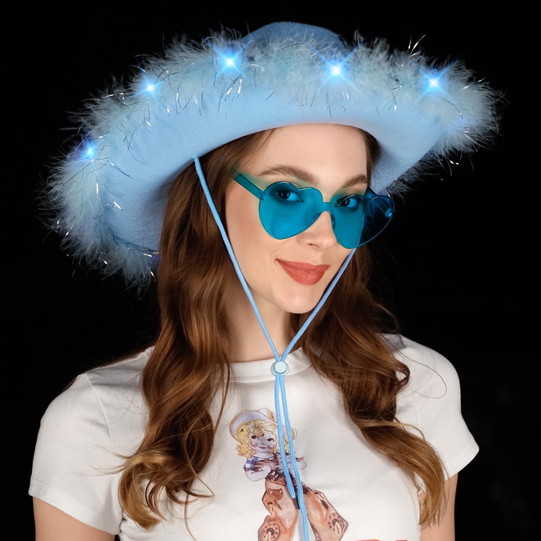 Foto 6 pulgar | Gorro De Vaquero Cowgirl Accessories Funcredible Light Up, Azul - Venta Internacional.