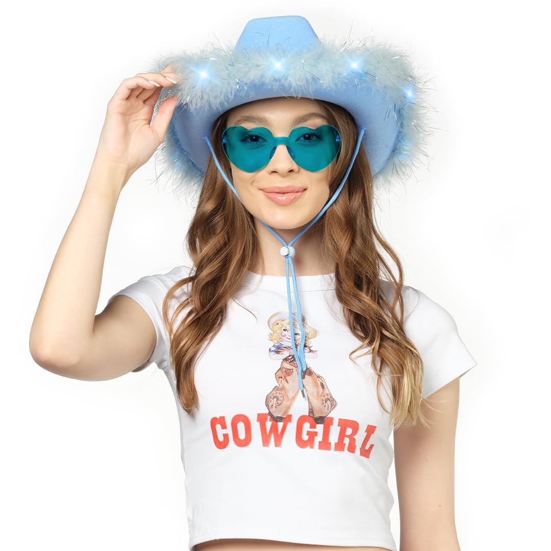 Foto 7 pulgar | Gorro De Vaquero Cowgirl Accessories Funcredible Light Up, Azul - Venta Internacional.