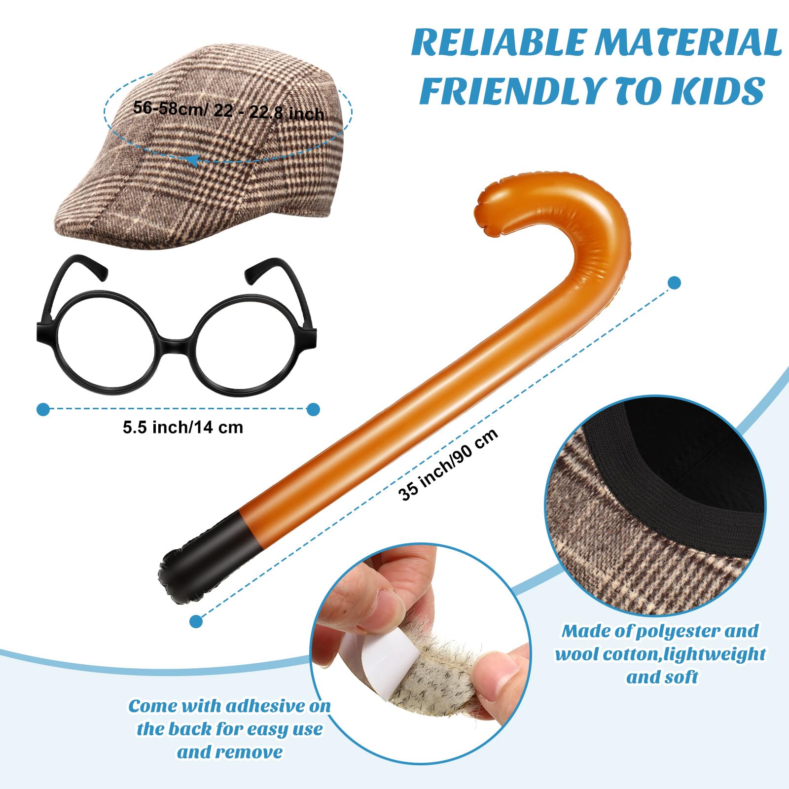 Foto 5 pulgar | Kit De Disfraces Skylety Old Man Kids Para Fiesta Escolar De 100 Días - Venta Internacional.