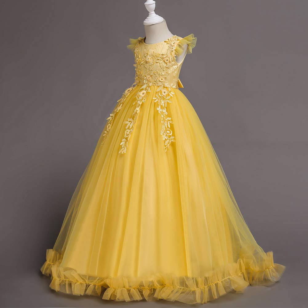 Foto 3 pulgar | Vestido Ibtom Castle Flower Girls Amarillo 7-8 Años - Venta Internacional.