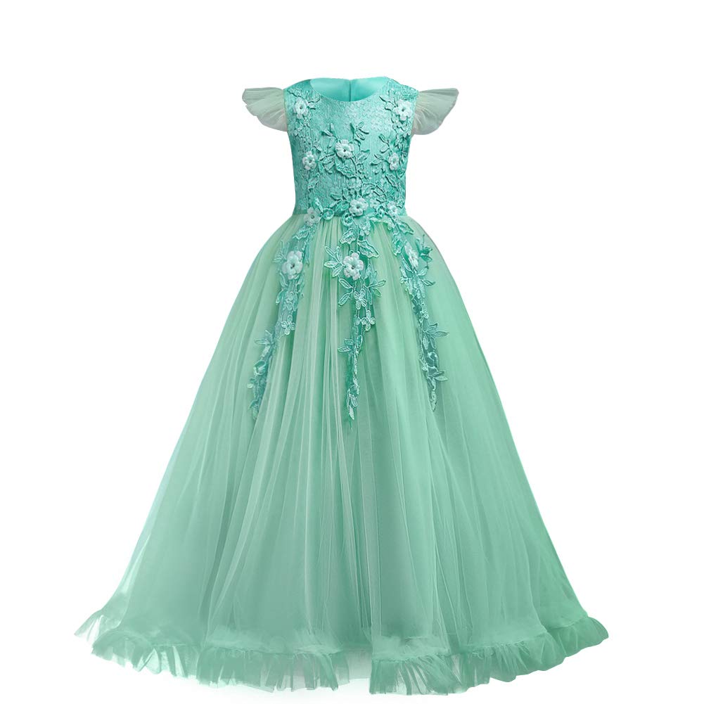 Vestido Ibtom Castle Flower Girls Verde Turquesa De 9 A 10 Años - Venta Internacional.