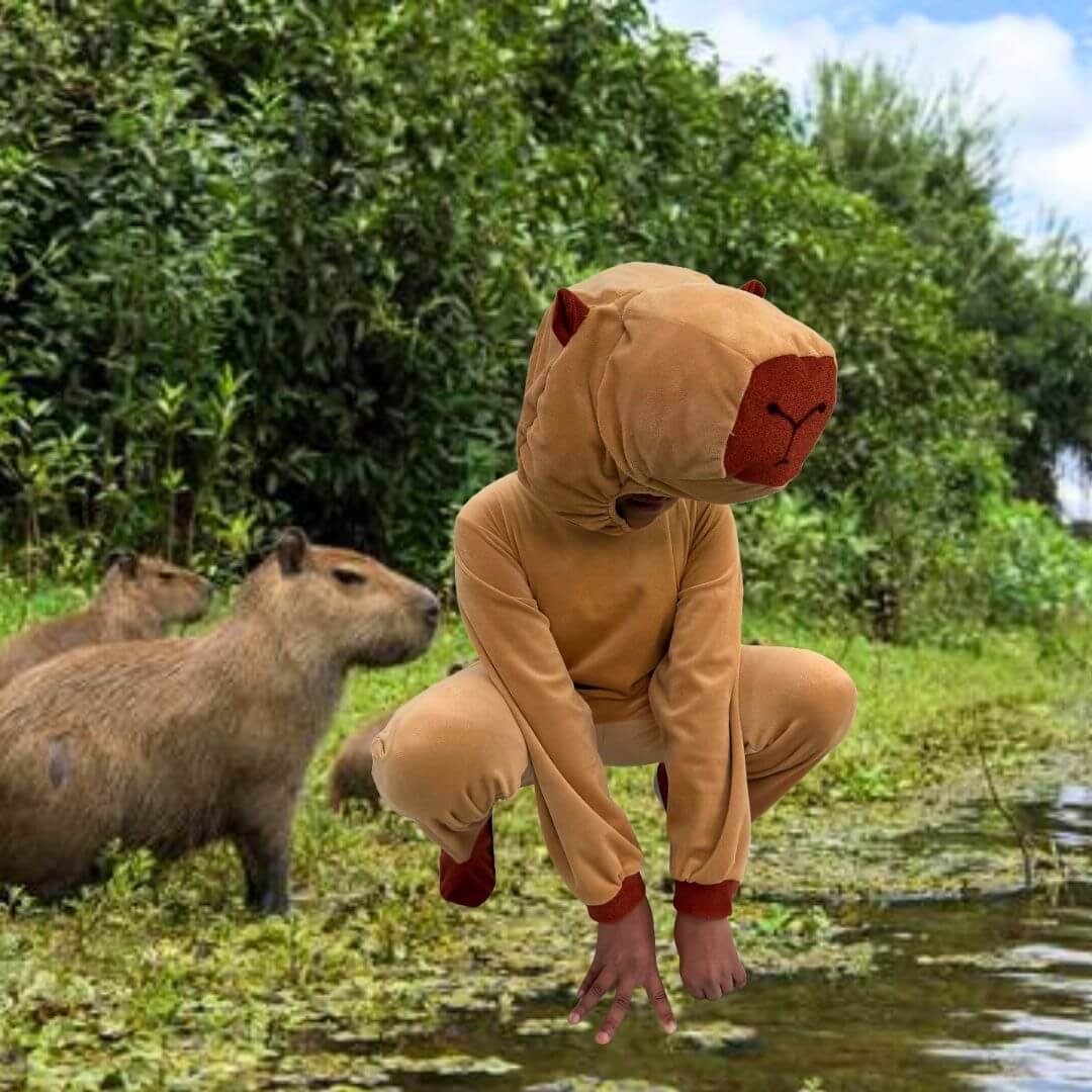 Foto 3 pulgar | Disfraz De Capibara - Traje De La Primavera Niñas Y Niños - Mameluco Con Gorra - Disfraces Infantiles Capibaras Kawaii