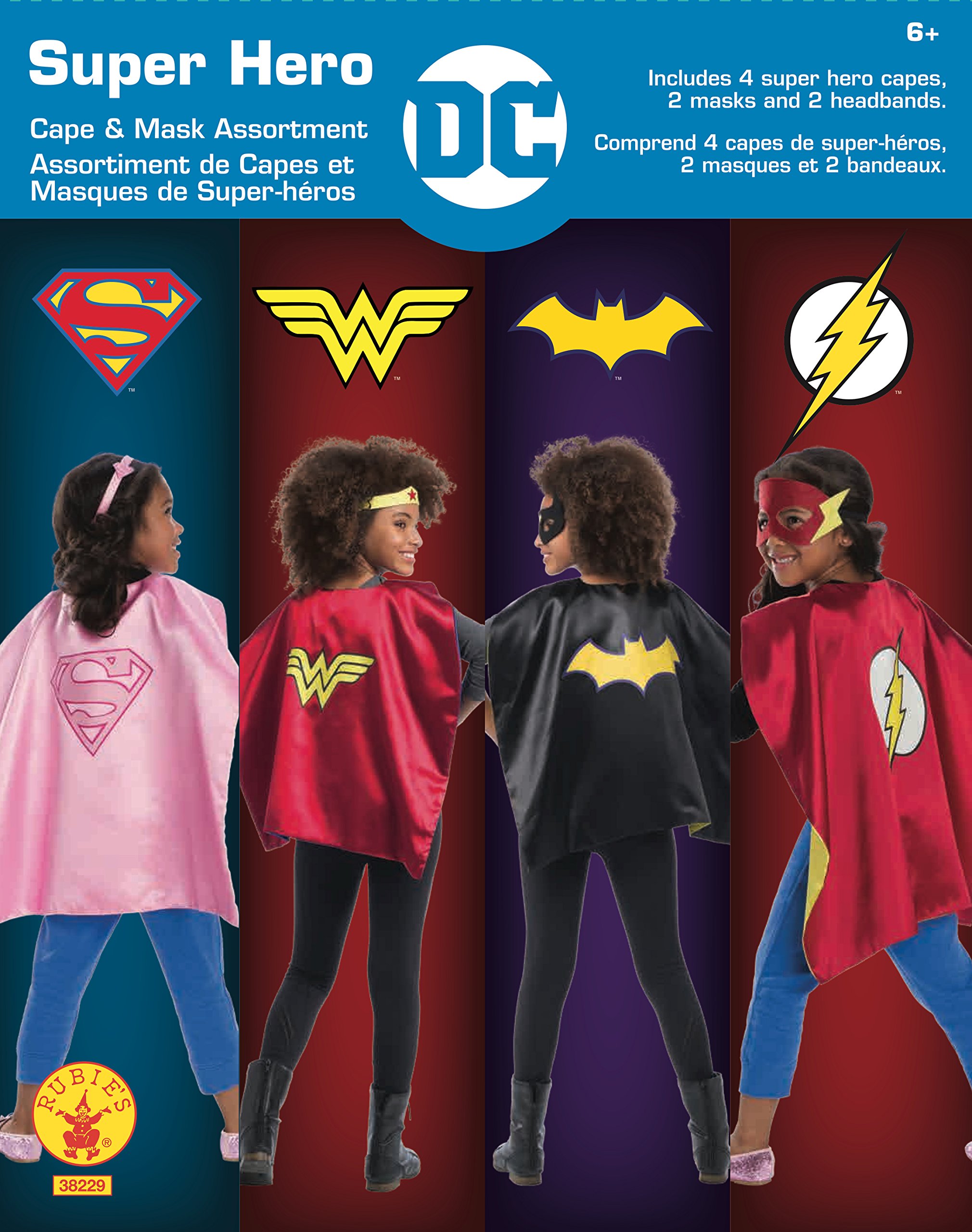 Foto 3 pulgar | Set De Capas De Superhéroe Rubie's Dc Comics, 4 Capas Y 2 Máscaras - Venta Internacional.