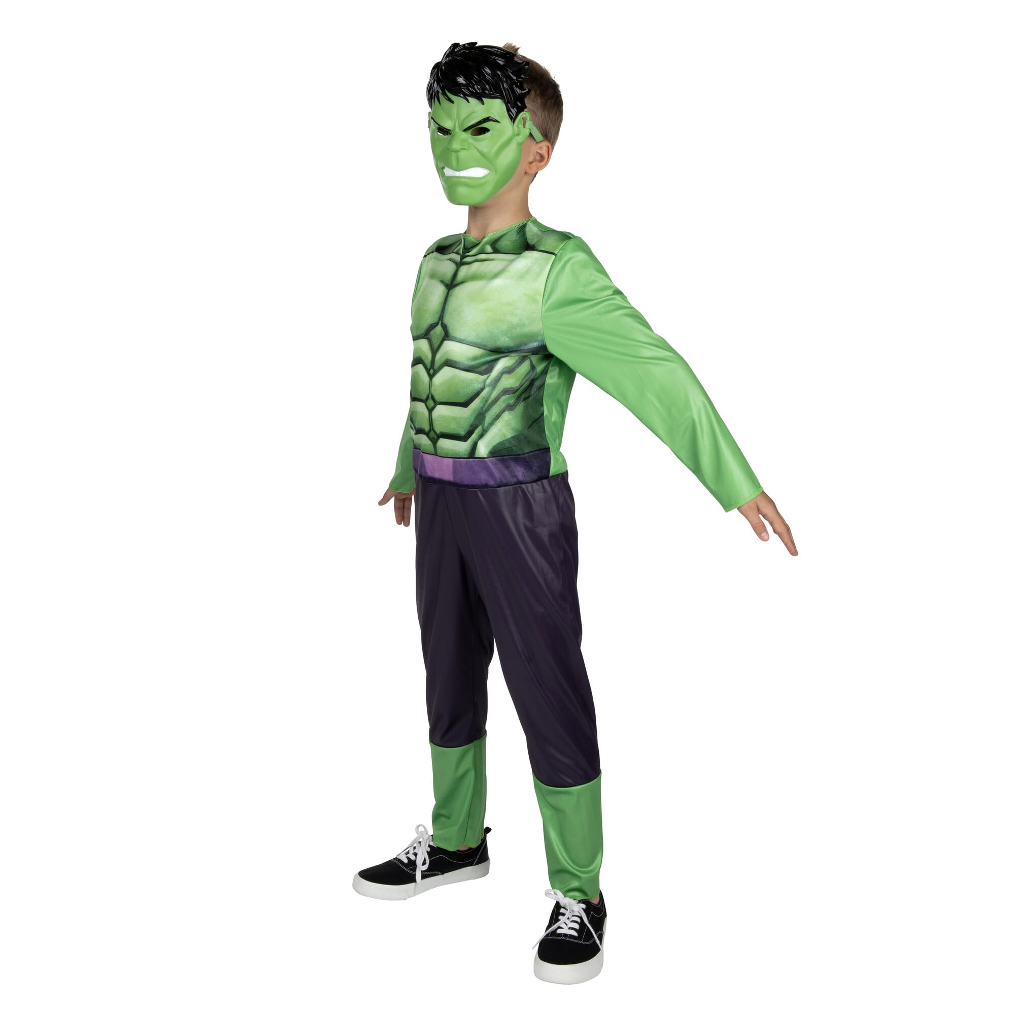 Foto 4 | Mono De Disfraz Oficial De Marvel Hulk Para Jóvenes, Color Verde Para Halloween - Venta Internacional.