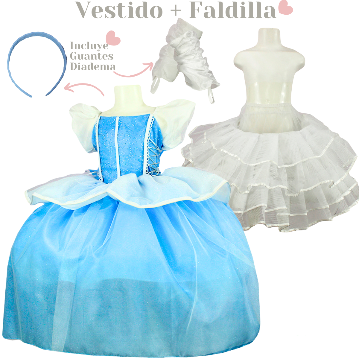 Foto 3 pulgar | Disfraz Princesa Cenicienta + Faldilla + Guantes