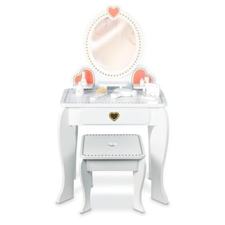 Foto 6 | Juego de Tocador de Kids House Salón de Belleza para Niñas Tocador con Espejo Banco y Accesorios de Madera