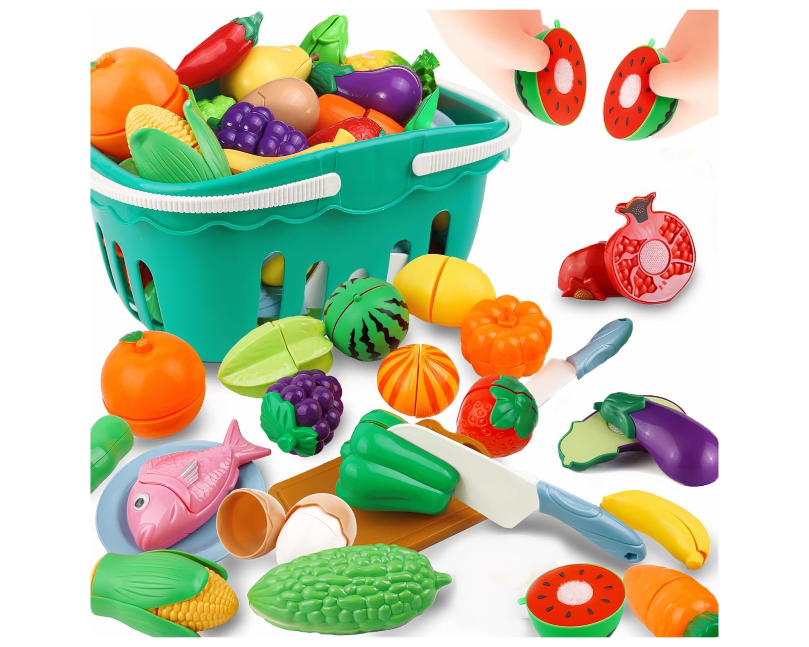 Juguetes Para Cortar Frutas Y Verduras Bluelander 30 Pz Color Varios Cognitivo Y Perceptual Juguetes De Cocina No Tóxi