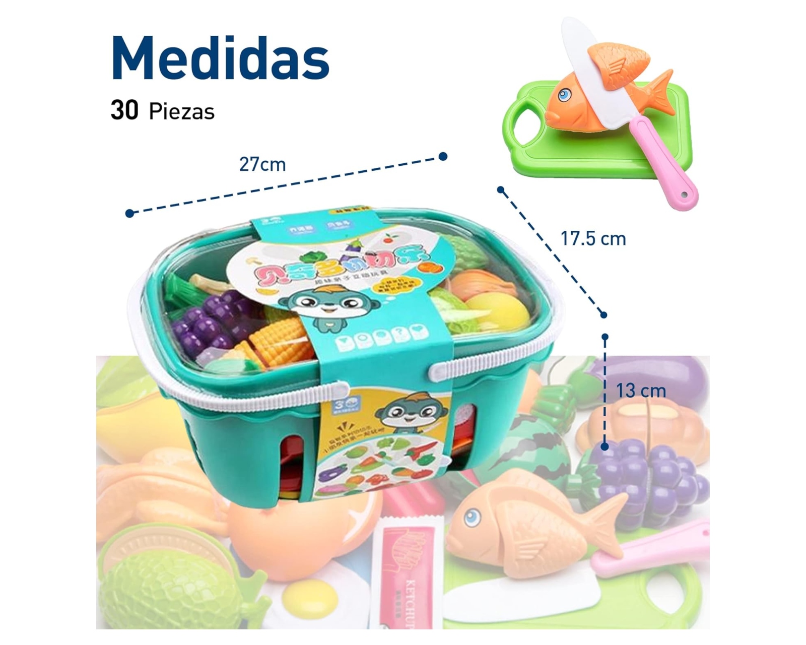 Foto 4 pulgar | Juguetes Para Cortar Frutas Y Verduras Bluelander 30 Pz Color Varios Cognitivo Y Perceptual Juguetes De Cocina No Tóxi