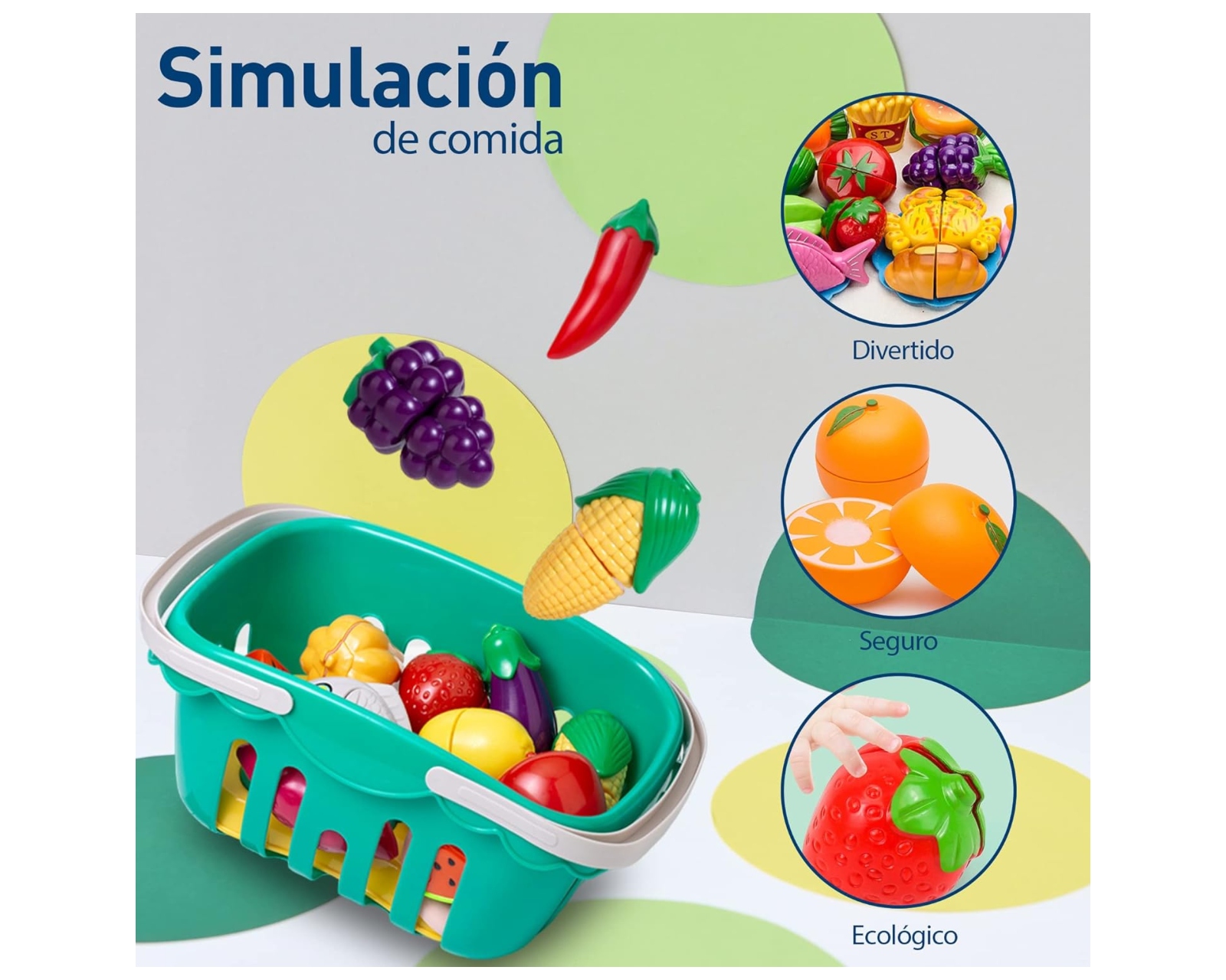 Foto 5 pulgar | Juguetes Para Cortar Frutas Y Verduras Bluelander 30 Pz Color Varios Cognitivo Y Perceptual Juguetes De Cocina No Tóxi