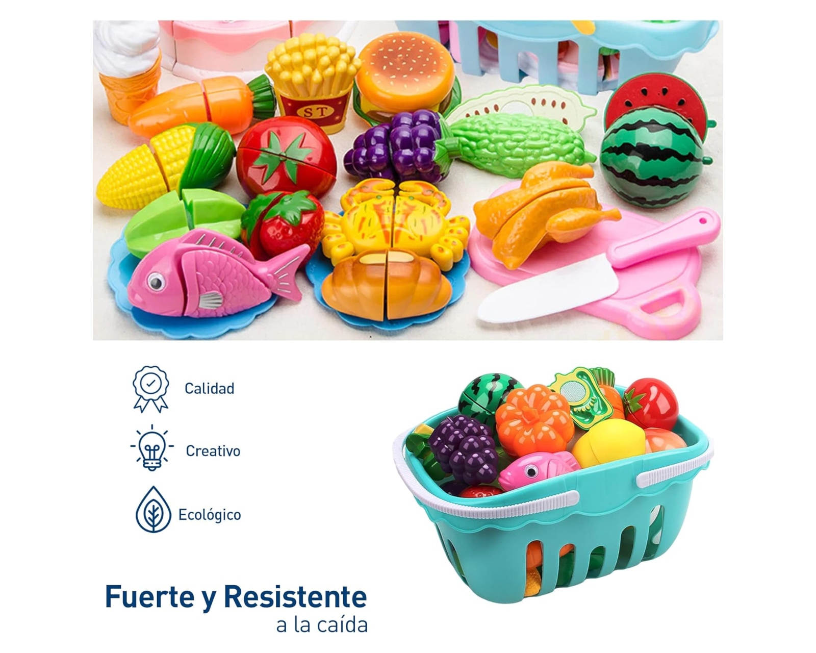 Foto 6 pulgar | Juguetes Para Cortar Frutas Y Verduras Bluelander 30 Pz Color Varios Cognitivo Y Perceptual Juguetes De Cocina No Tóxi