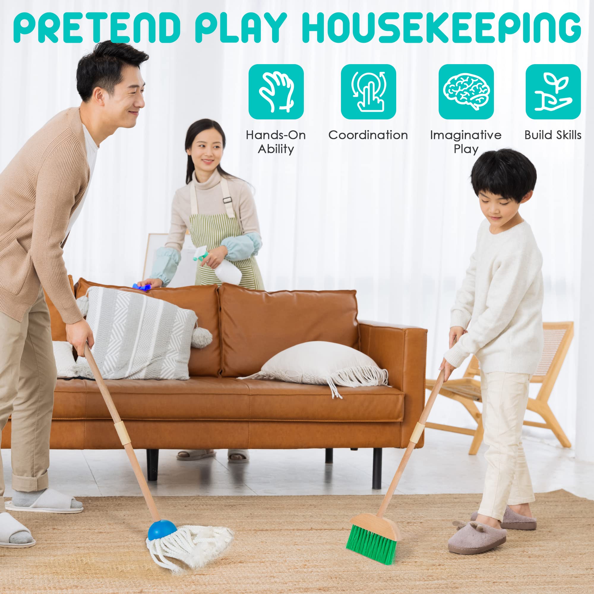 Foto 5 | Set de Limpieza HELLOWOOD Kids Housekeeping 8 Unidades Juguetes de Madera Duraderos