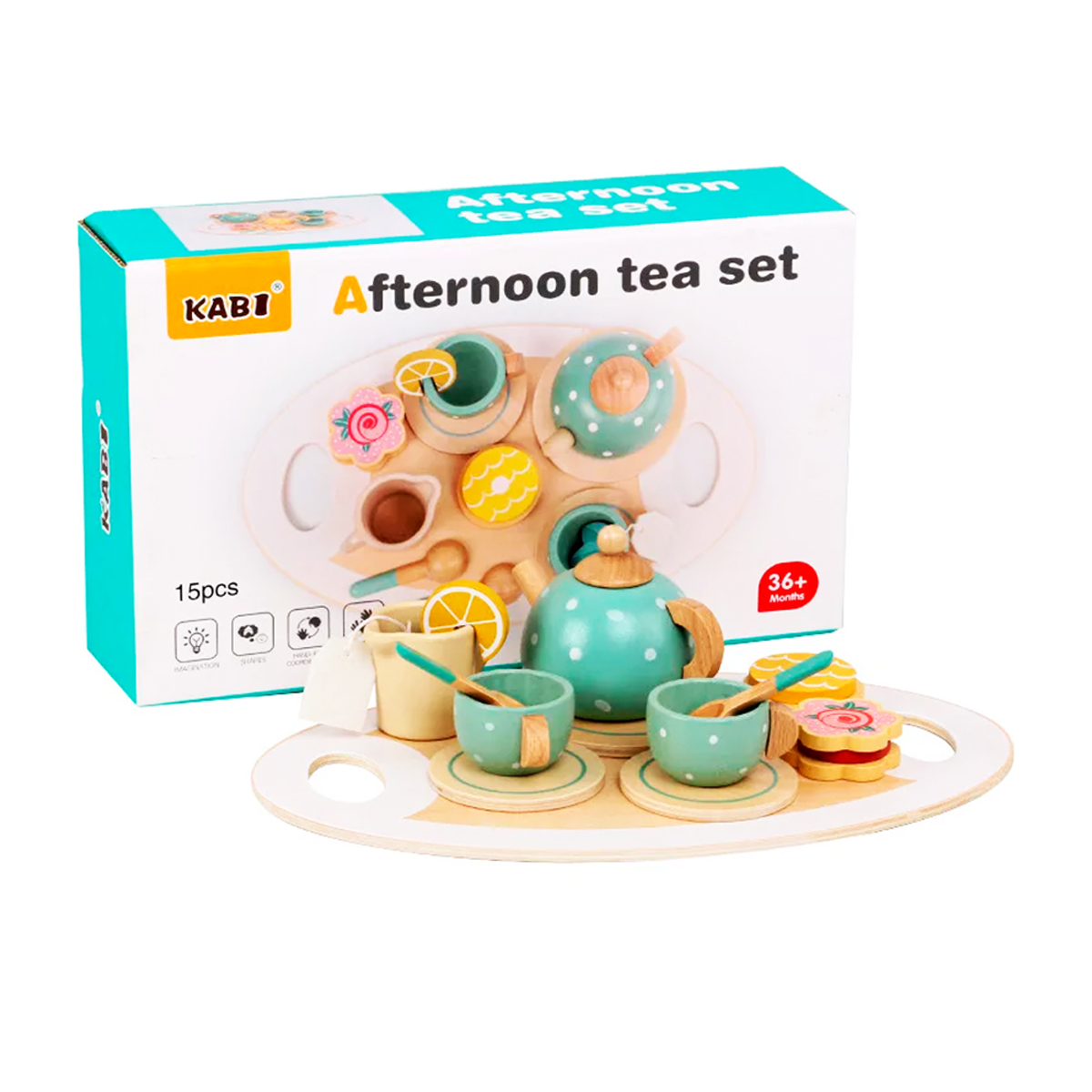 Foto 1 | Juego de Té de Madera con Revestimiento No Tóxico para Niños