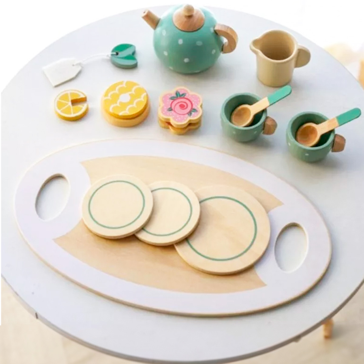 Foto 3 | Juego de Té de Madera con Revestimiento No Tóxico para Niños