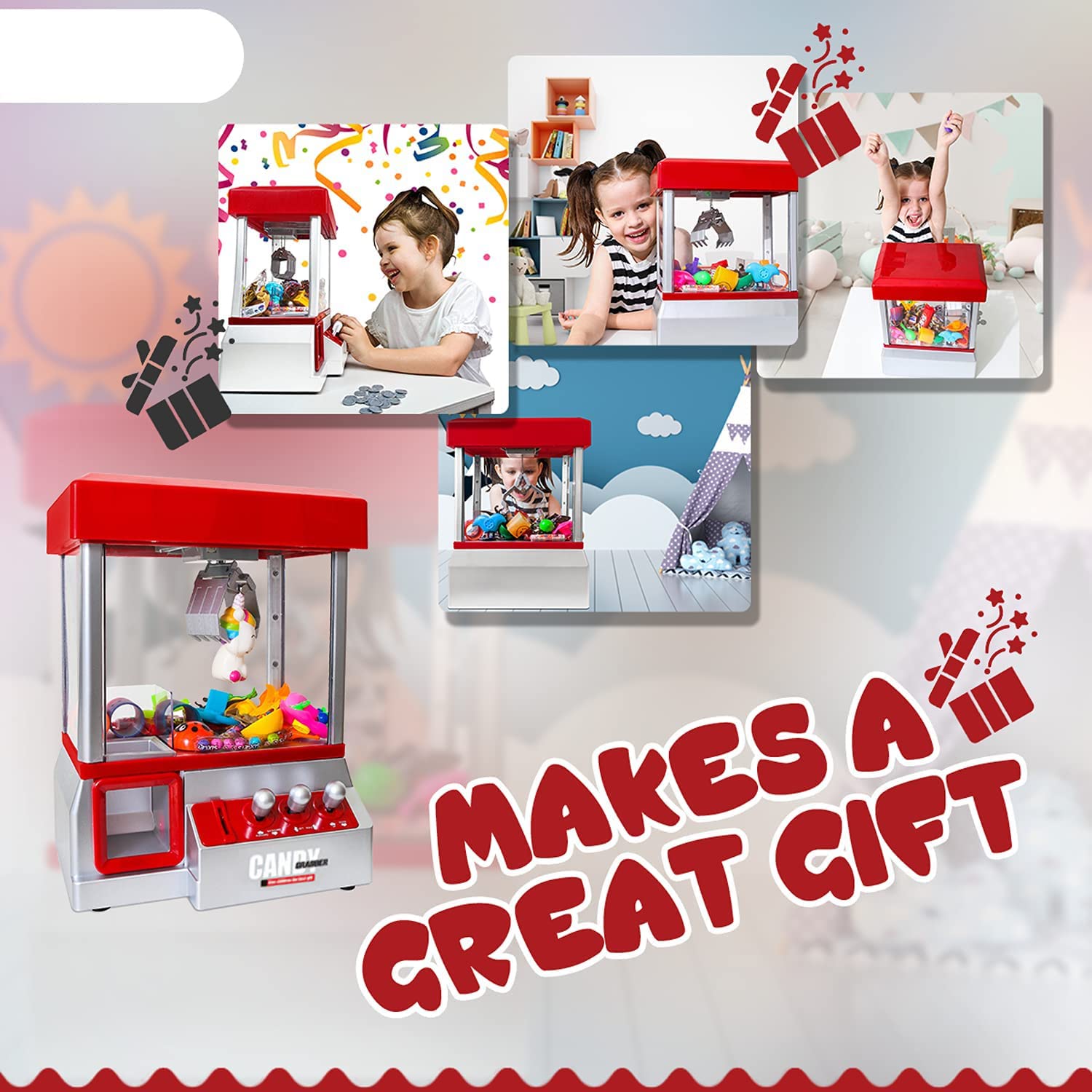 Foto 4 pulgar | Juego Arcade Claw Machine Bundaloos Candy Grabber Con Música - Venta Internacional.