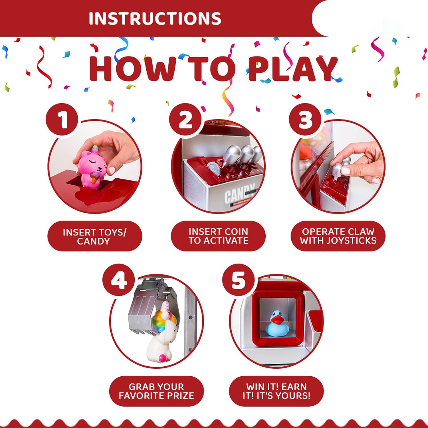 Foto 5 | Juego Arcade Claw Machine Bundaloos Candy Grabber Con Música - Venta Internacional.