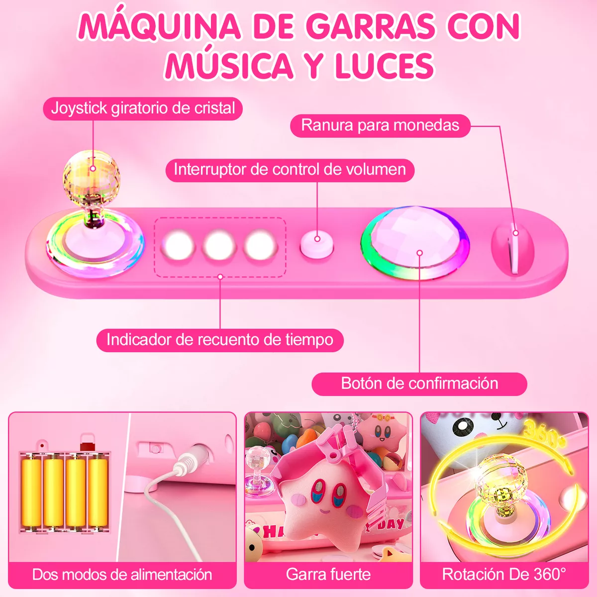 Foto 4 | Máquina de Garras Lab.G con Sonido y 40 Mini Juguetes Rosa