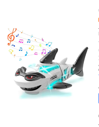 Juguete Xtellar De Tiburón Eléctrico Con Luces Y Música Para Niños Blanco