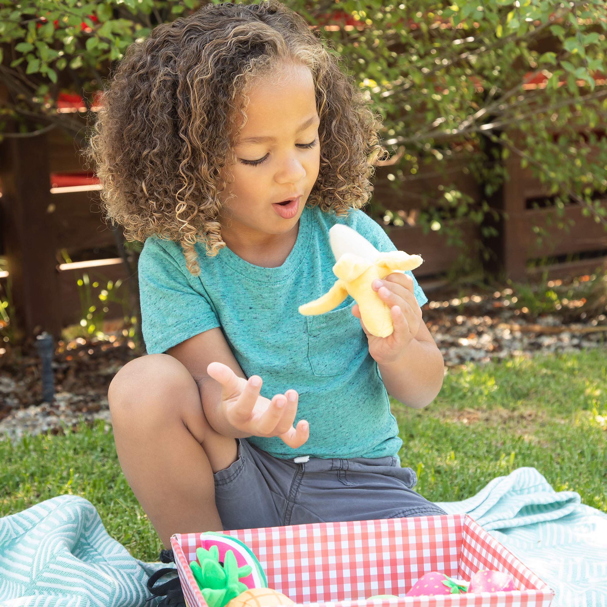 Foto 5 pulgar | Venta Internacional - Juego de Vanasta + 12 frutas de Felpa para Niños