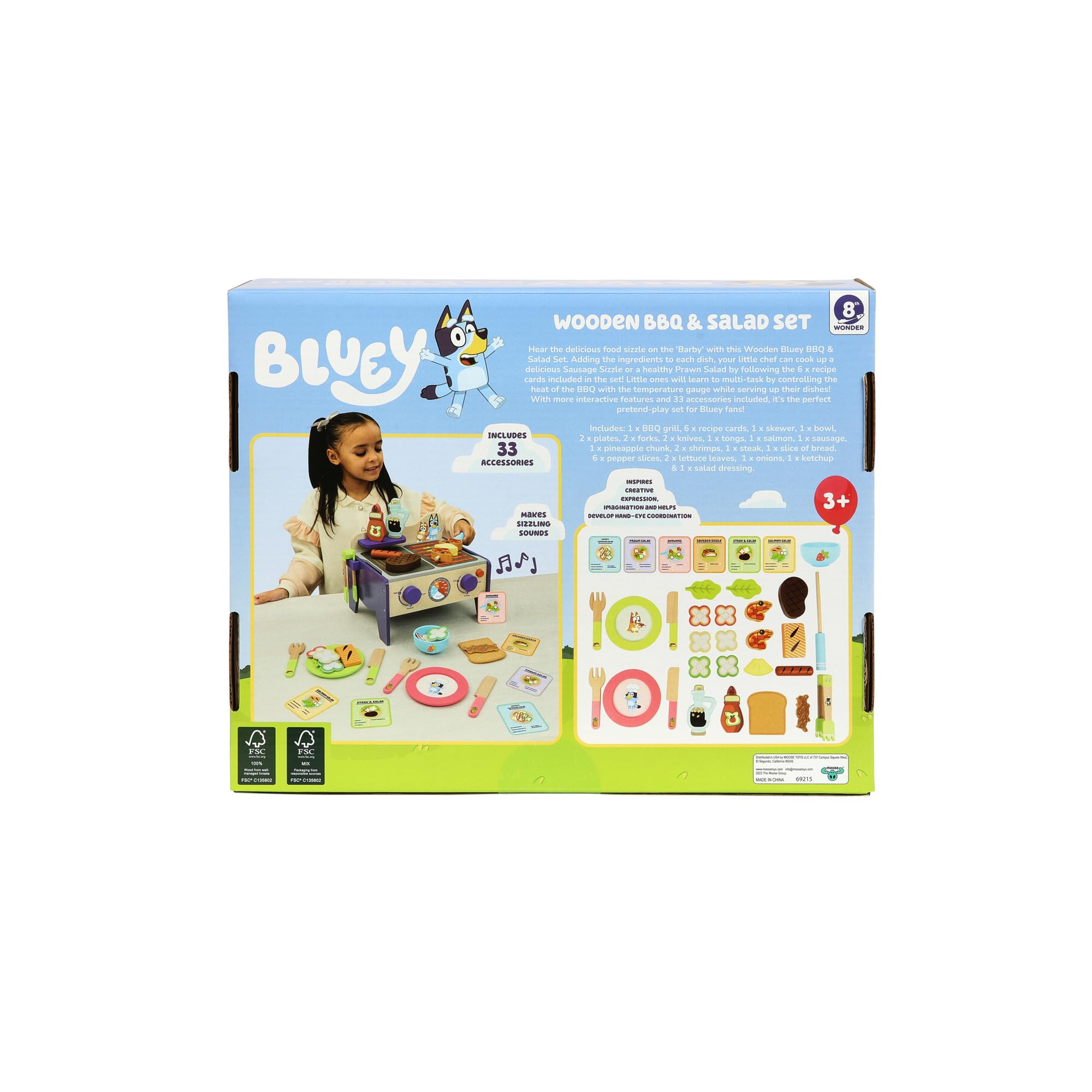 Foto 3 pulgar | Juego De Barbacoa Y Ensalada De Madera Playset Bluey De 33 Piezas Para Niños Mayores De 3 Años - Venta Internacional.