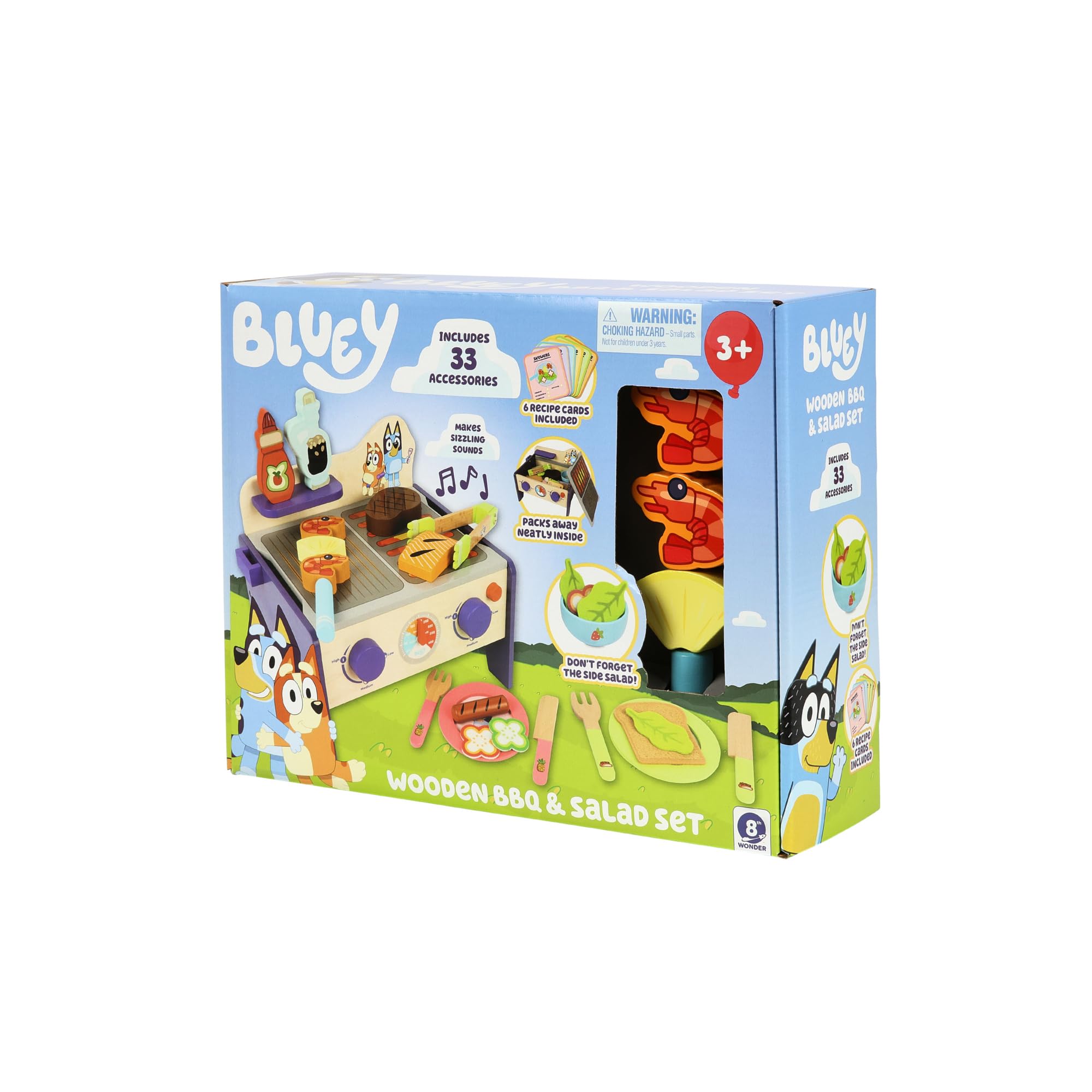 Foto 5 | Juego De Barbacoa Y Ensalada De Madera Playset Bluey De 33 Piezas Para Niños Mayores De 3 Años - Venta Internacional.