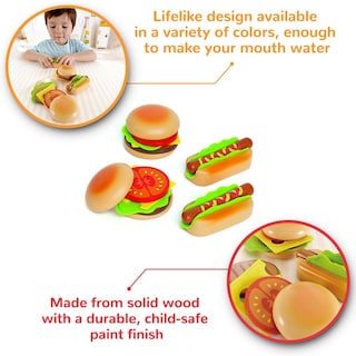 Foto 3 | Set De Comida Play Kitchen Con Forma De Hamburguesa Y Salchichas Con Acceso. - Venta Internacional.