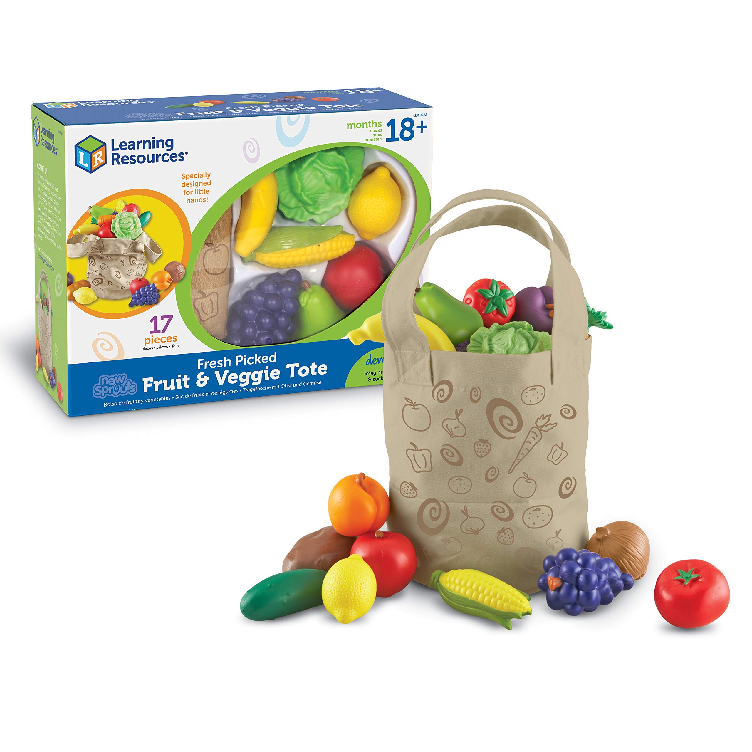 Foto 1 | Bolsa Pretend Play Toys Learning Resources Para Frutas Y Verduras Recién Recolectadas, 17 Piezas - Venta Internacional.