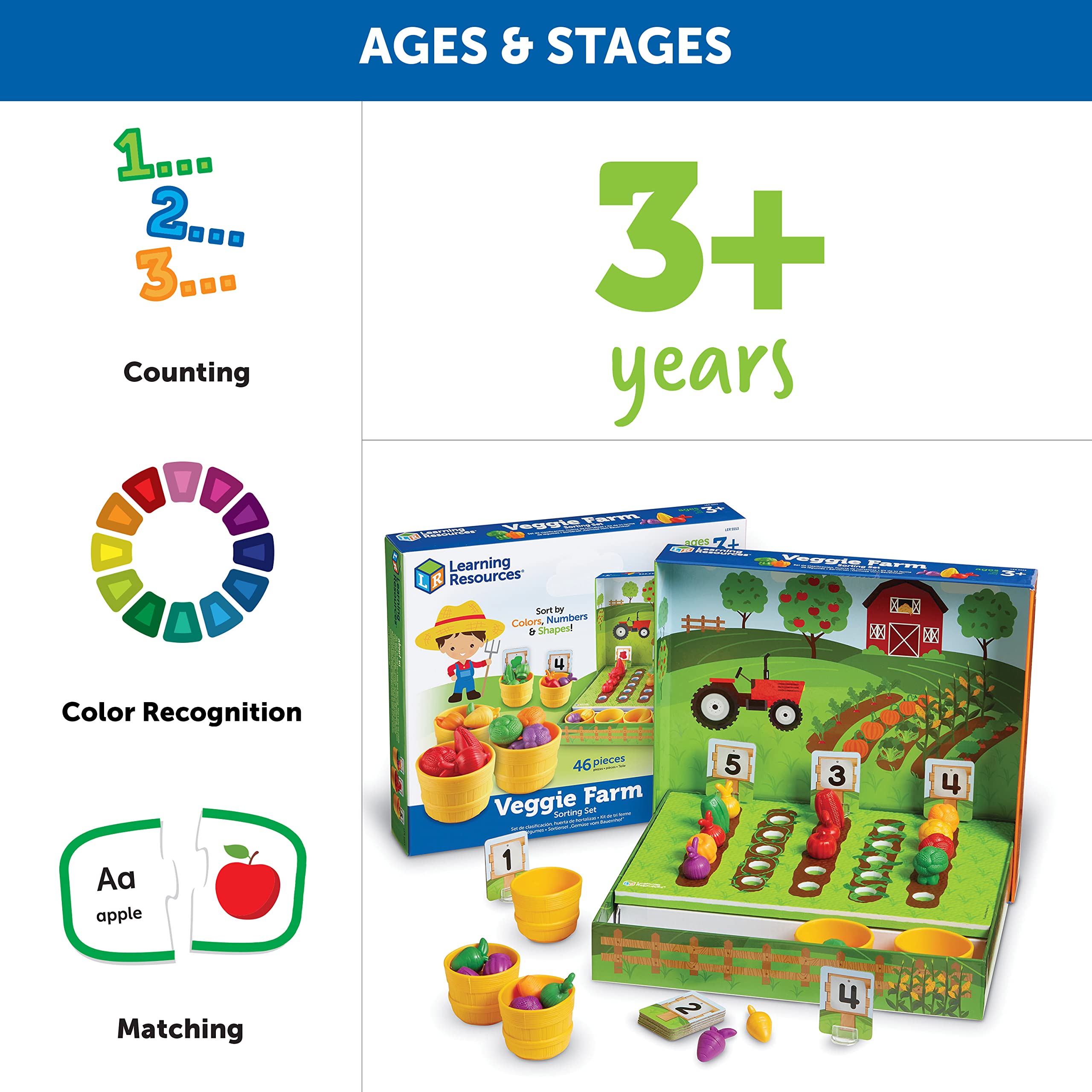 Foto 6 pulgar | Juego De Clasificación Toy Learning Resources Veggie Farm, 46 Piezas, Más De 3 - Venta Internacional.